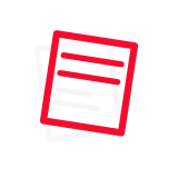 Stilisiertes Symbol aus zwei überlappenden Dokumenten in Rot und Weiß auf schwarzem Hintergrund.